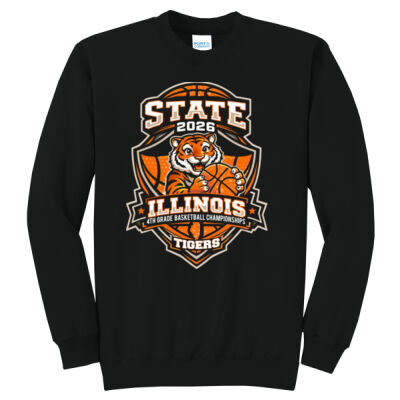 Adult - Tigers 4th Grade Basketball State on a Port & Co.®  - Core Fleece Crewneck Sweatshirt Thumbnail