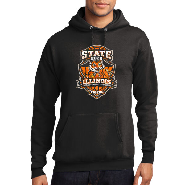 Adult - Tigers 4th Grade Basketball State on a Port & Co.®  - Core Fleece Pullover Hooded Sweatshirt Thumbnail