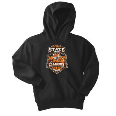 Youth - Tigers 4th Grade Basketball State on a Port & Co.® - Youth Core Fleece Pullover Hooded Sweatshirt Thumbnail